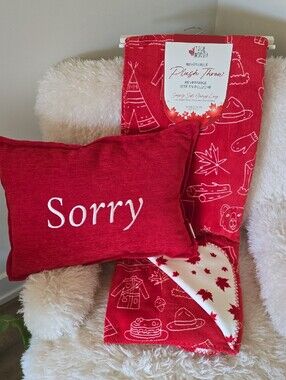 Red 'Sorry' Holiday Throw Pillow - Festive Accent